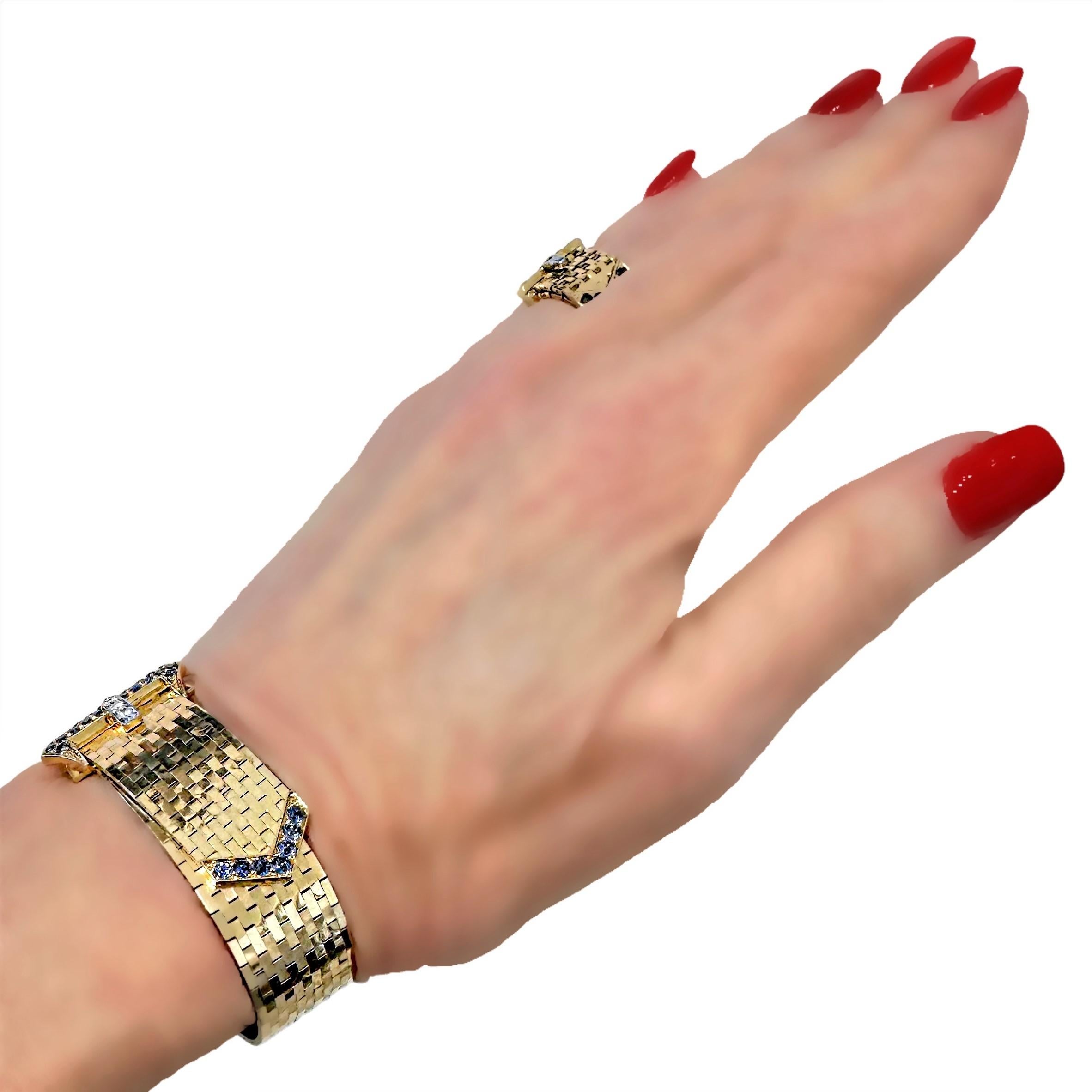 Black Starr und Gorham Retro-Schnallenarmband mit Saphiren und Diamant-Akzenten 4