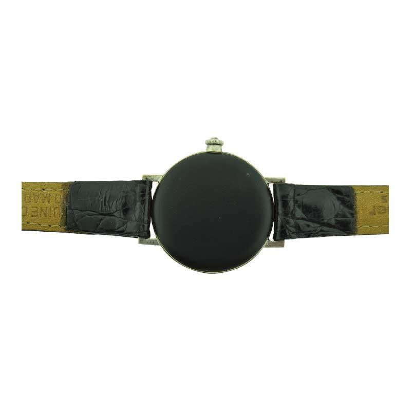 Black Starr & Frost 18 Karat Gold and Matted Black Enamel Ladies Art Deco Watch 10