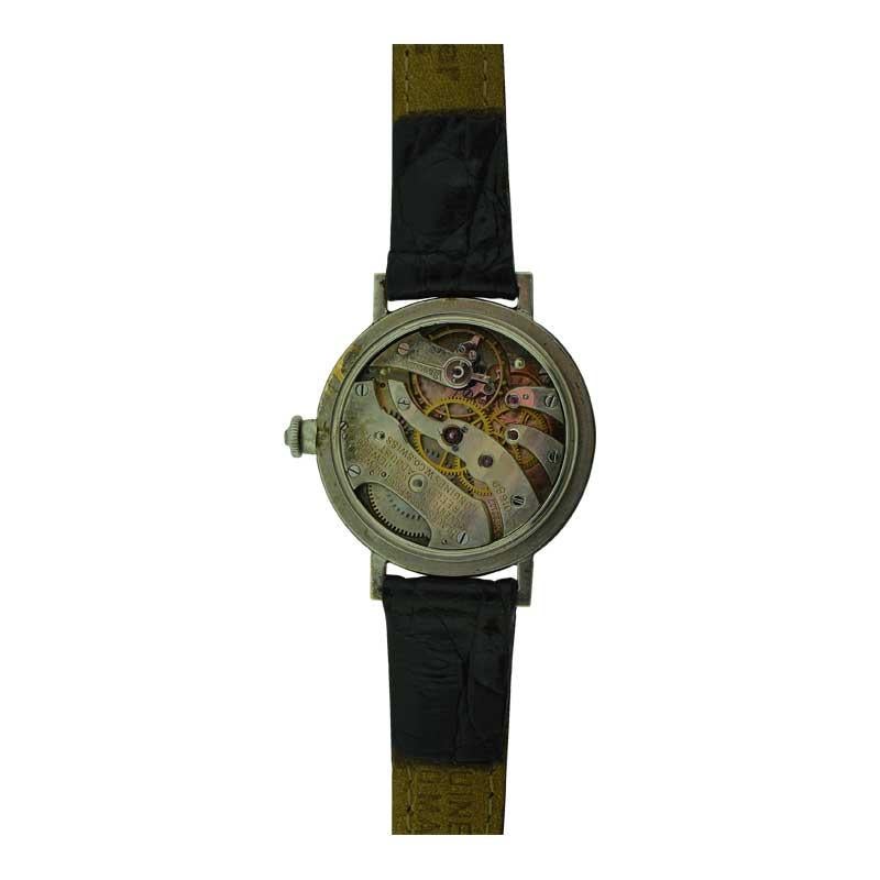 Black Starr & Frost 18 Karat Gold and Matted Black Enamel Ladies Art Deco Watch 12