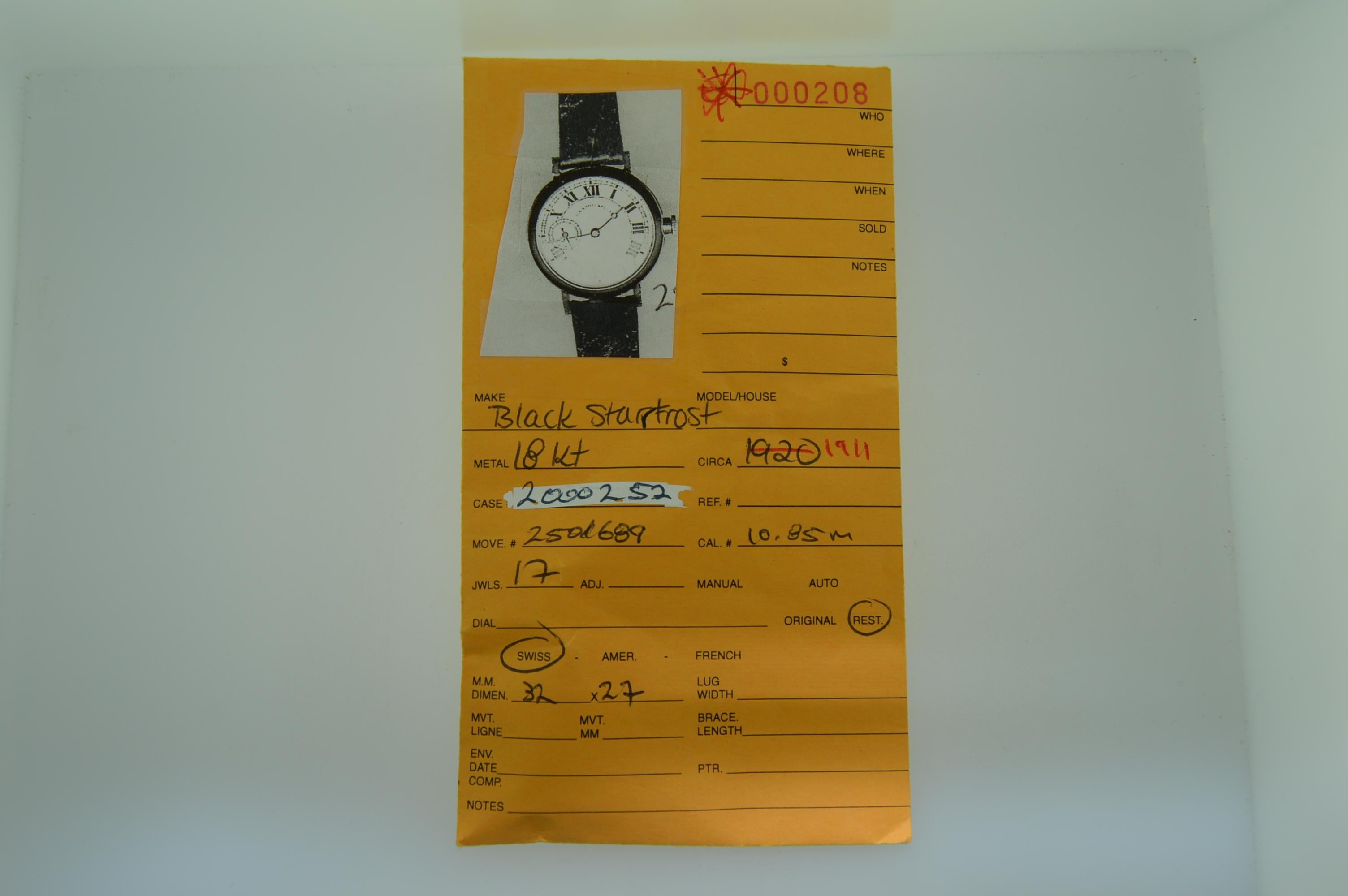 Black Starr & Frost 18 Karat Gold and Matted Black Enamel Ladies Art Deco Watch 14