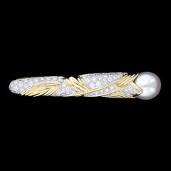 Black Starr & Frost 18 Karat Gold, Platinum South Sea Pearl and Diamond Brooch