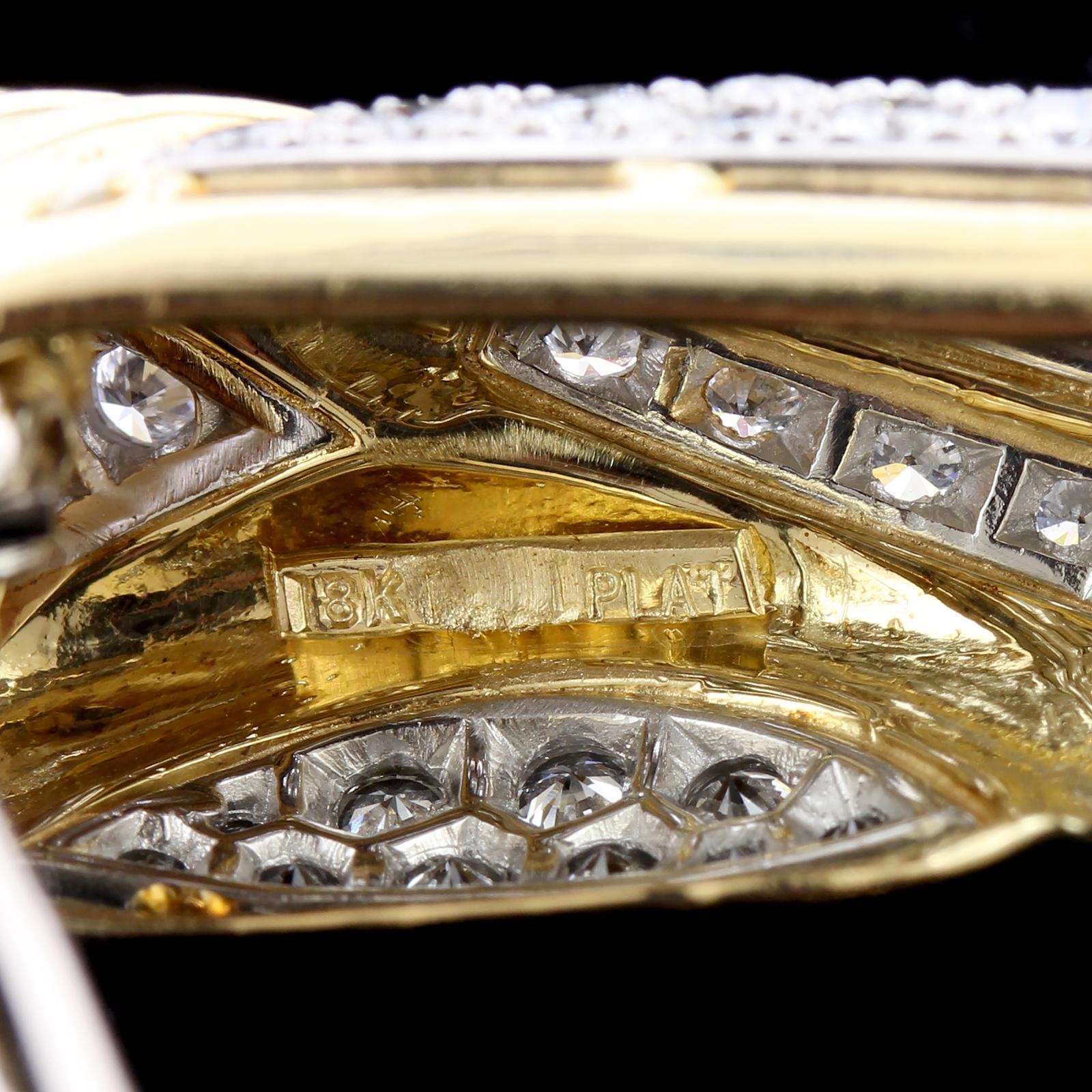 Women's or Men's Black Starr & Frost 18 Karat Gold, Platinum South Sea Pearl and Diamond Brooch For Sale