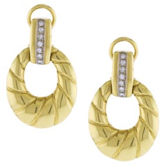 Black, Starr & Frost 18K Yellow Gold and Diamond Doorknocker Earrings