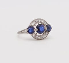Black Starr & Frost 1925 Art Deco Platinum Ring And 3.55 Ctw Sapphires & Diamond
