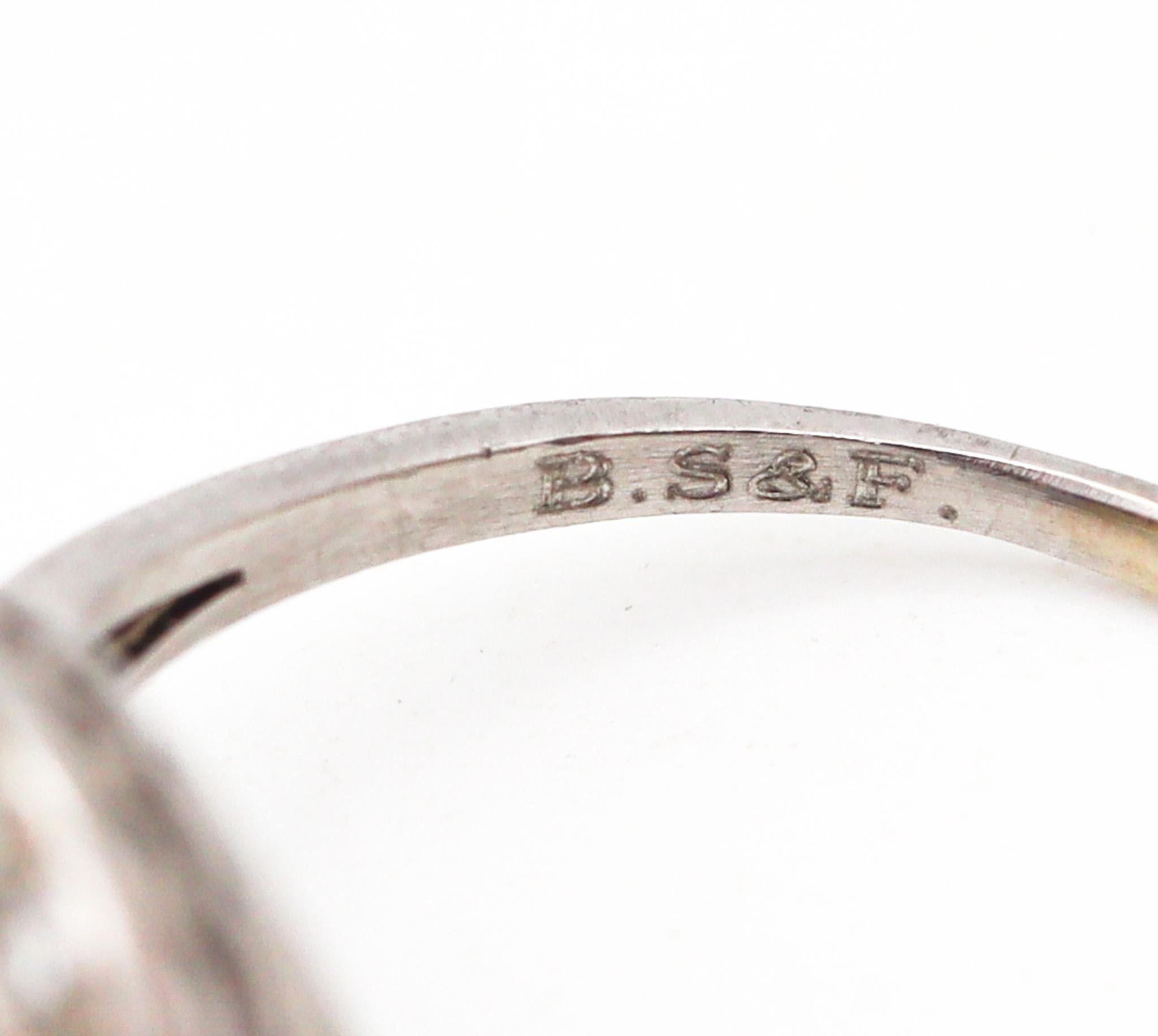 Black, Starr & Frost 1925 Anello in platino Art Deco e zaffiri e diamanti 3,55 Ctw in vendita 2