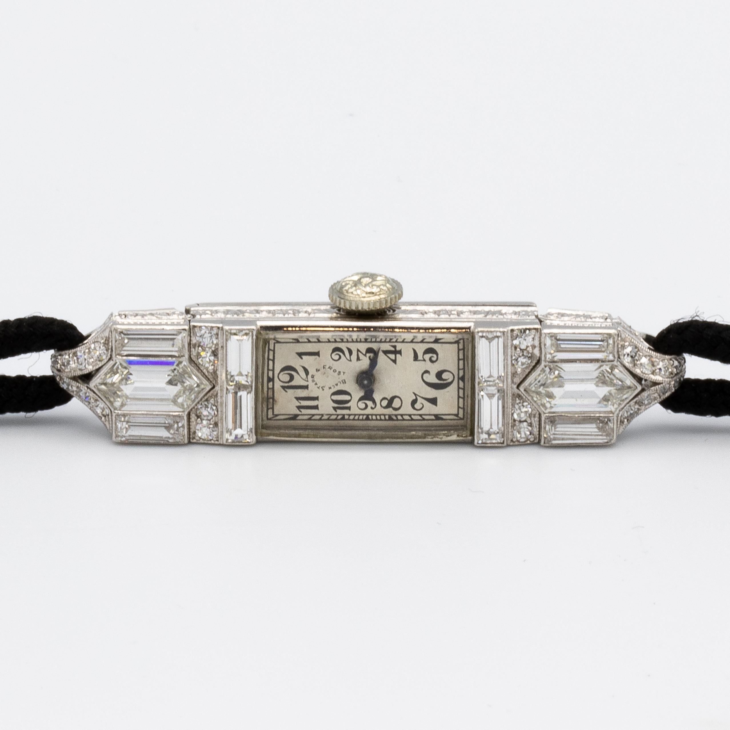 Women's or Men's Black Starr & Frost 3.10 Carat Diamond Wristwatch