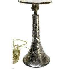 Black Starr Frost 999 Fine Silver Overlay Acid Etched Frosted Glass Lamp