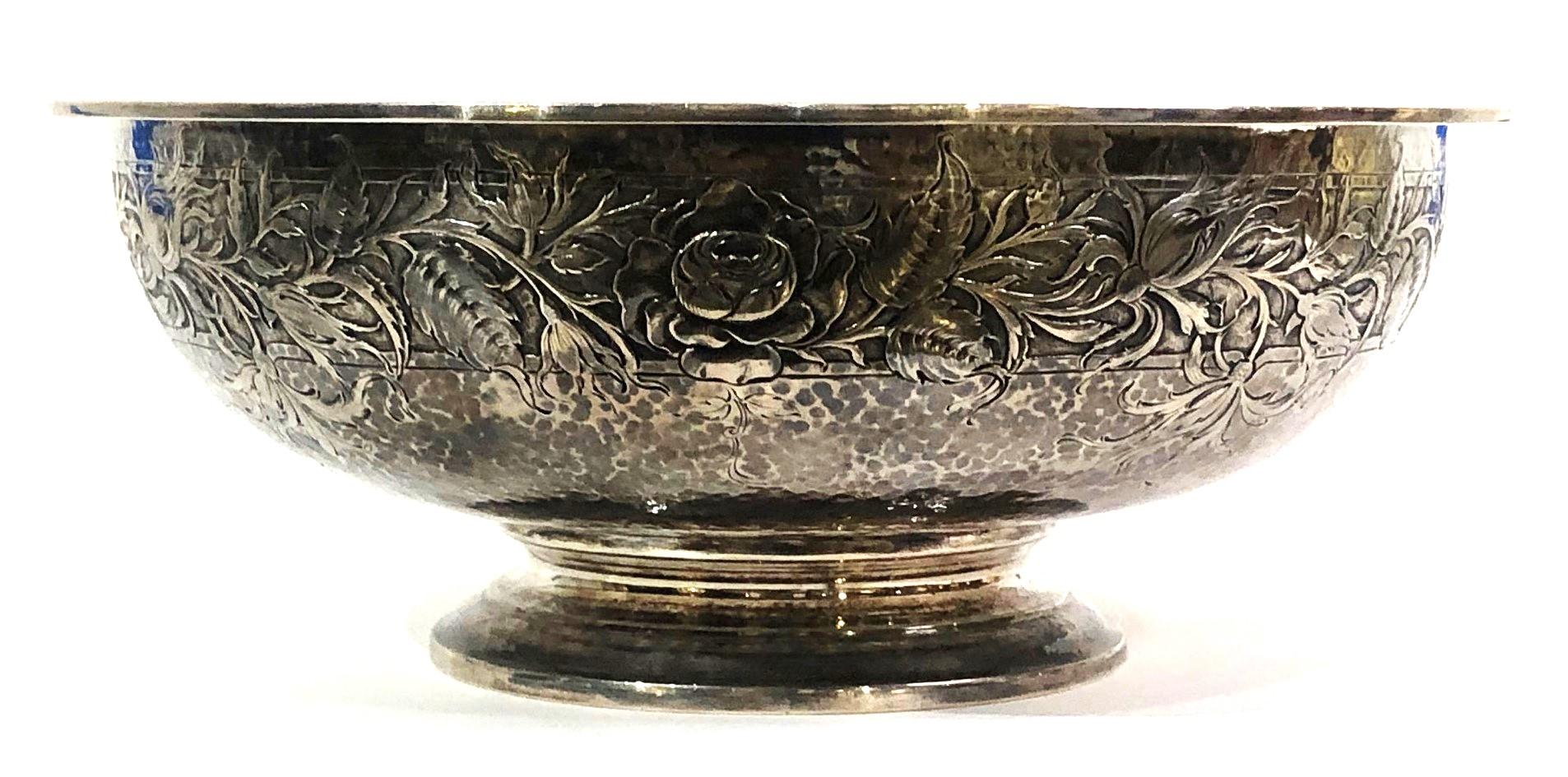 Repoussé Black, Starr & Frost, American Art Nouveau Sterling Silver Bowl, ca. 1900 For Sale