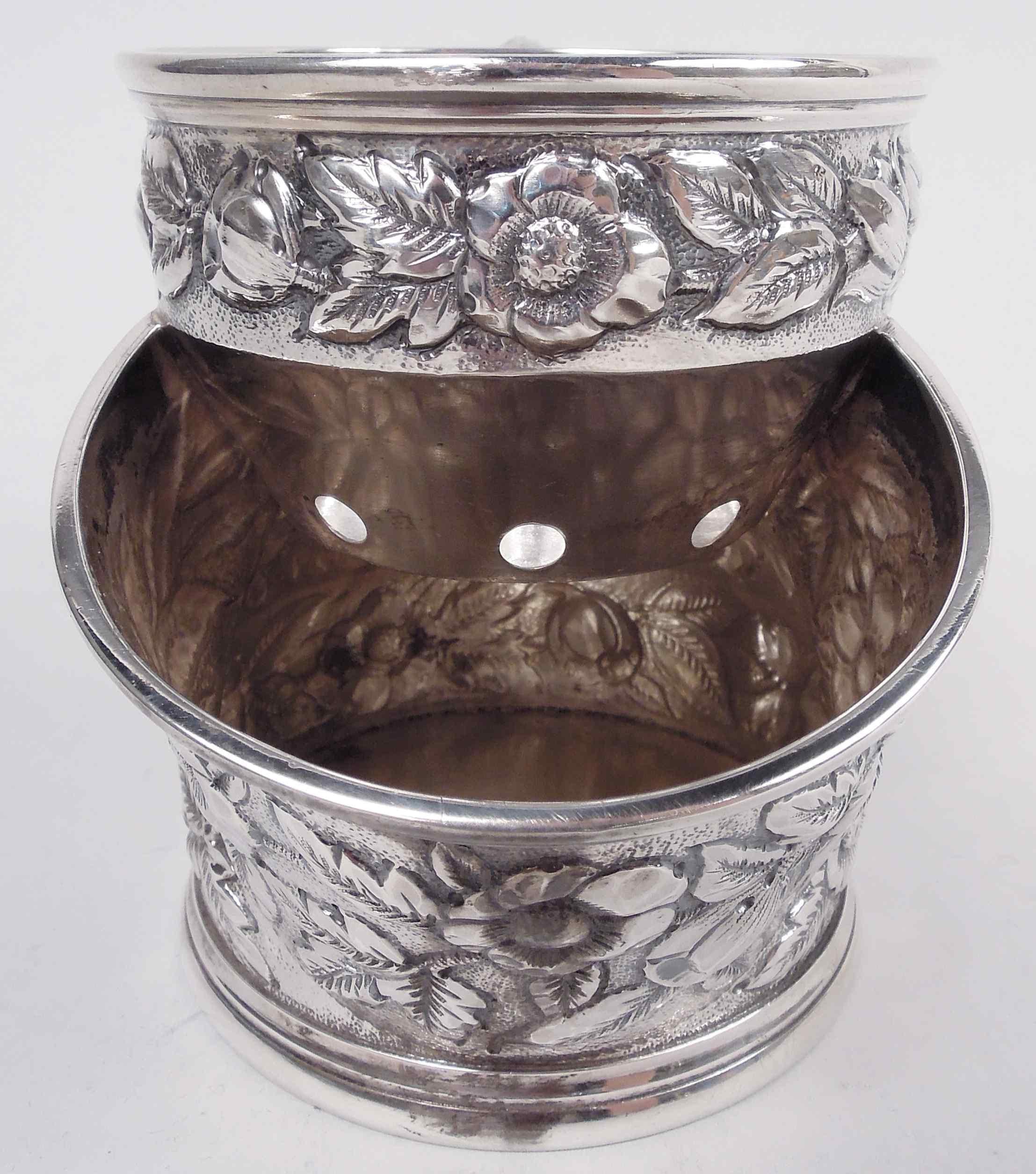 Victorian Black, Starr & Frost American Repousse Sterling Silver Shaving Mug For Sale