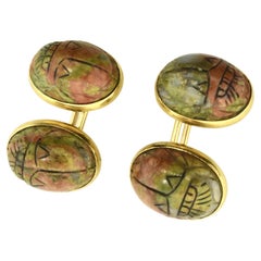 Black, Starr & Frost Antique Scarab Back to Back Gold Cufflinks