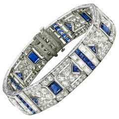 Black Starr & Frost Art Deco Sapphire and Diamond Bracelet