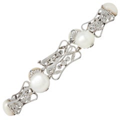 Black, Starr & Frost Belle Époque Diamant Perle Platin Antique Line Armband