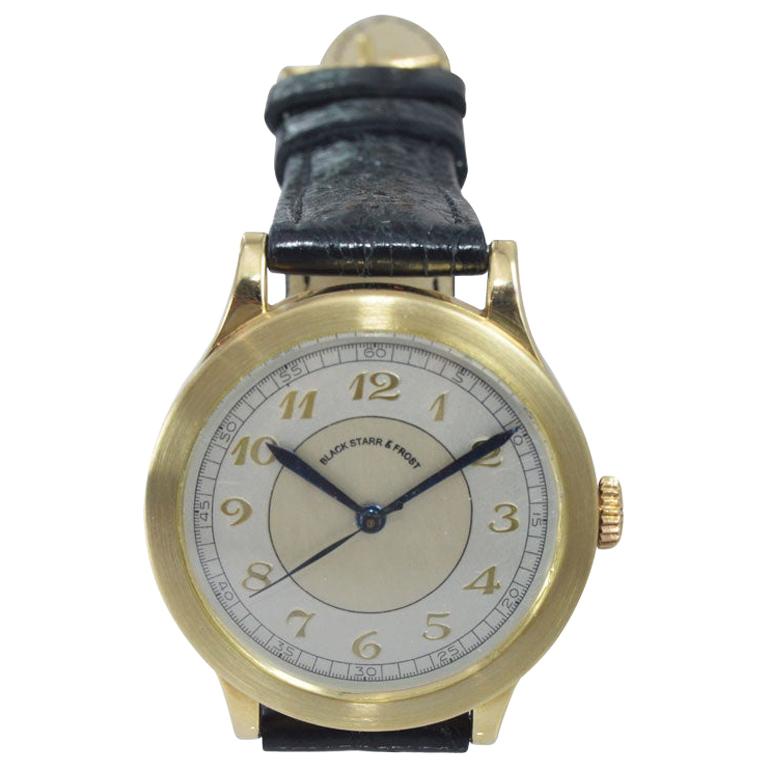 Black Starr & Frost by Movado 14 Karat Gold Art Deco Style, 1940s For Sale