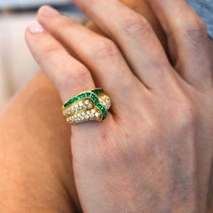 BLACK STARR & FROST Cocktail Ring 18Kt Gold With 4.45 Ctw In Diamonds & Emeralds
