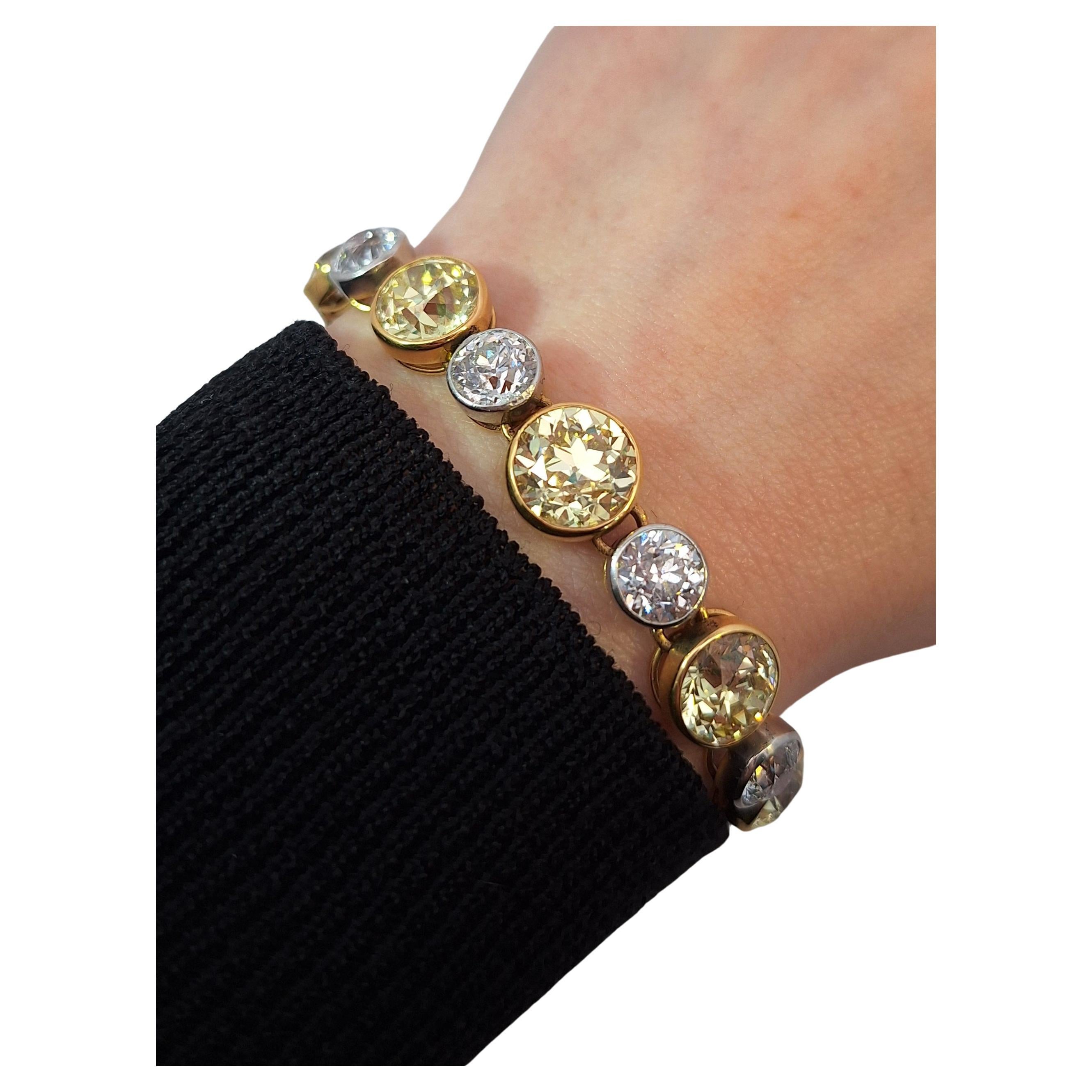 Black Starr & Frost Diamond & Fancy Yellow Diamond Tennis Bracelet