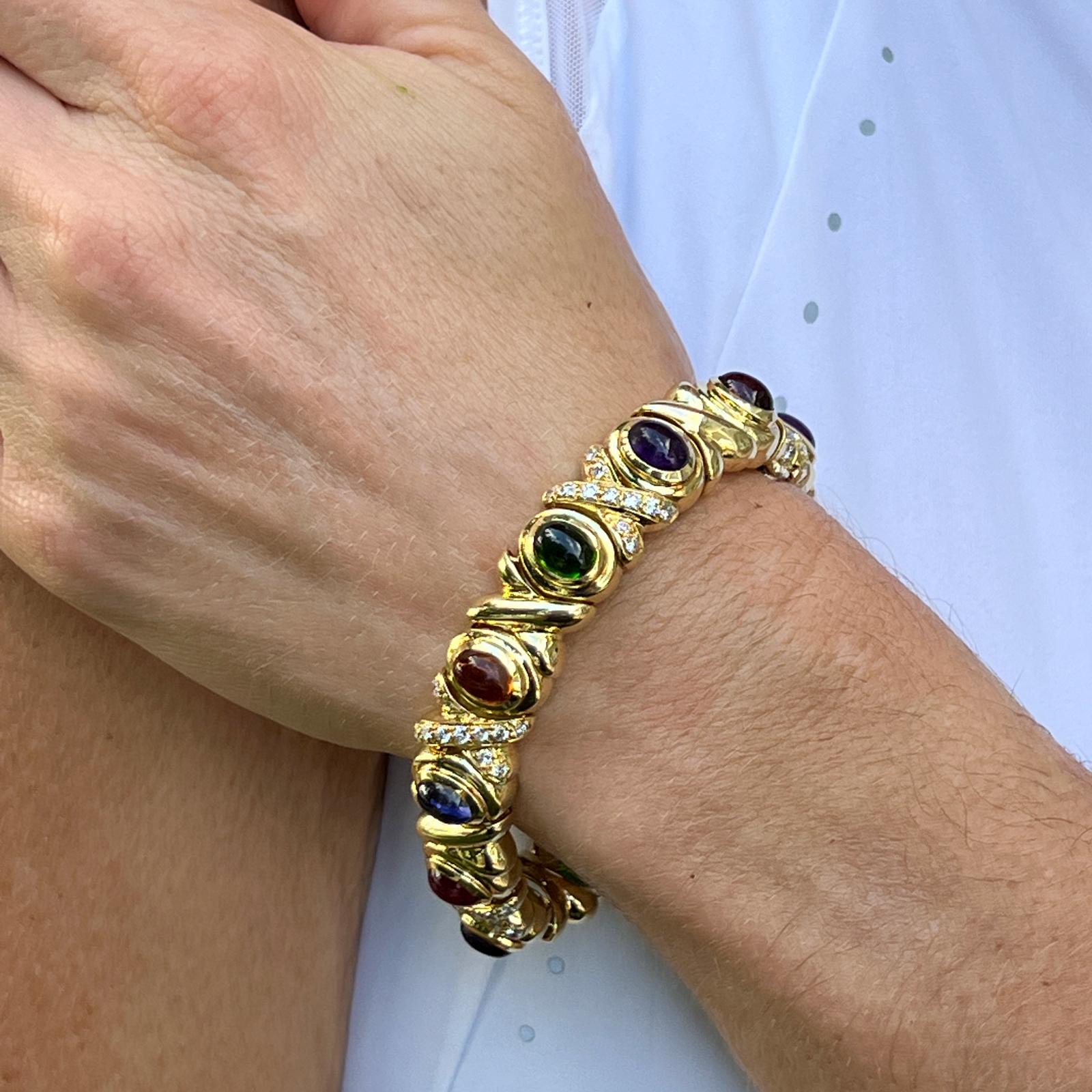 Black, Starr & Frost Diamant-Edelsteine 18 Karat Gelbgold A Link Armband (Moderne)