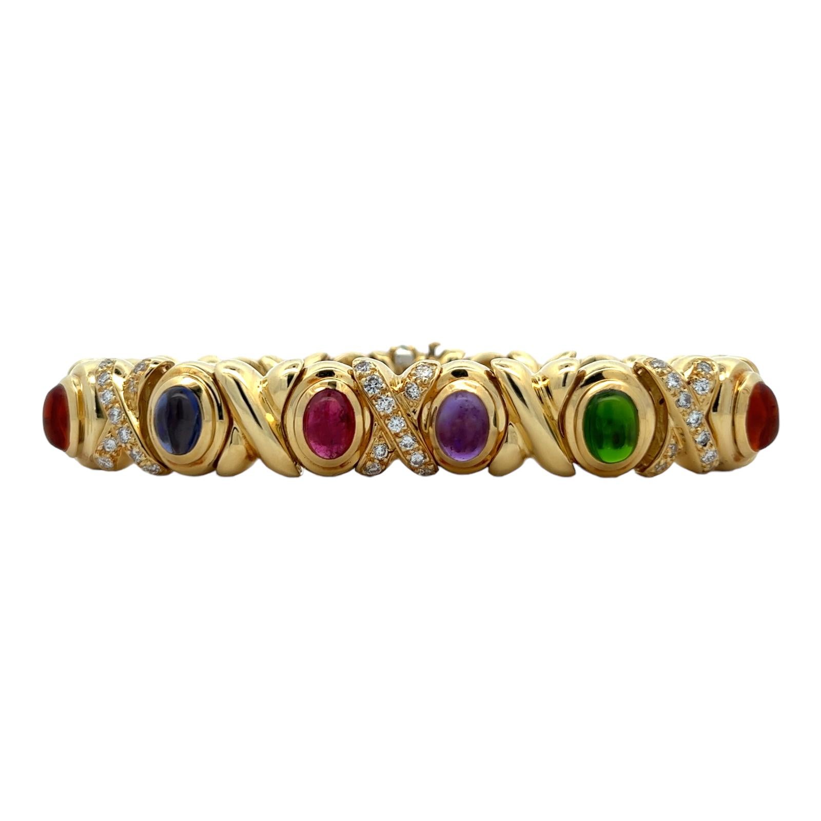 Black, Starr & Frost Diamant-Edelsteine 18 Karat Gelbgold A Link Armband (Cabochon)
