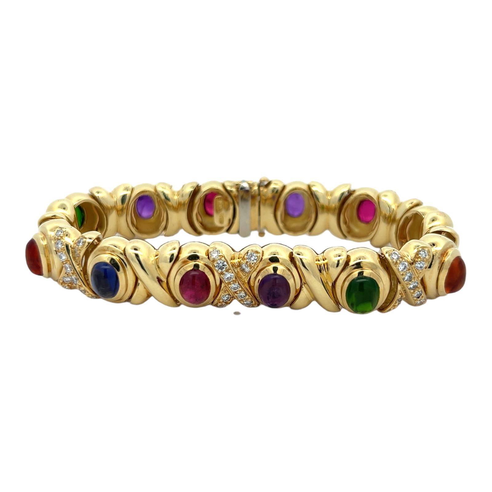 Black, Starr & Frost Diamant-Edelsteine 18 Karat Gelbgold A Link Armband im Zustand „Hervorragend“ in Boca Raton, FL