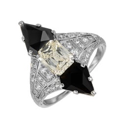 Black Starr & Frost EGL Certified 1.03 Carat Diamond Onyx Platinum Cocktail Ring
