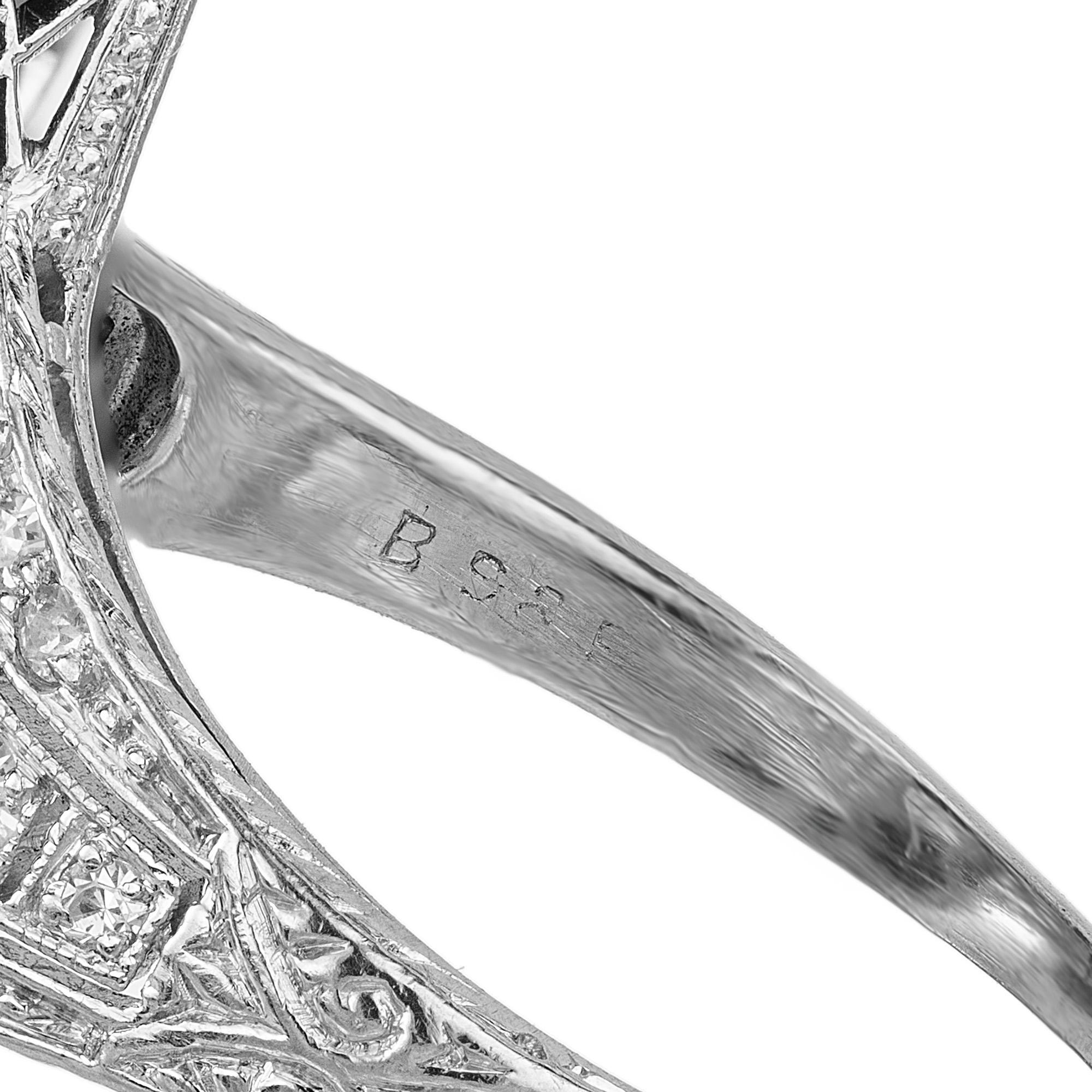 Women's Black Starr & Frost EGL Certified 1.03 Carat Diamond Onyx Platinum Cocktail Ring