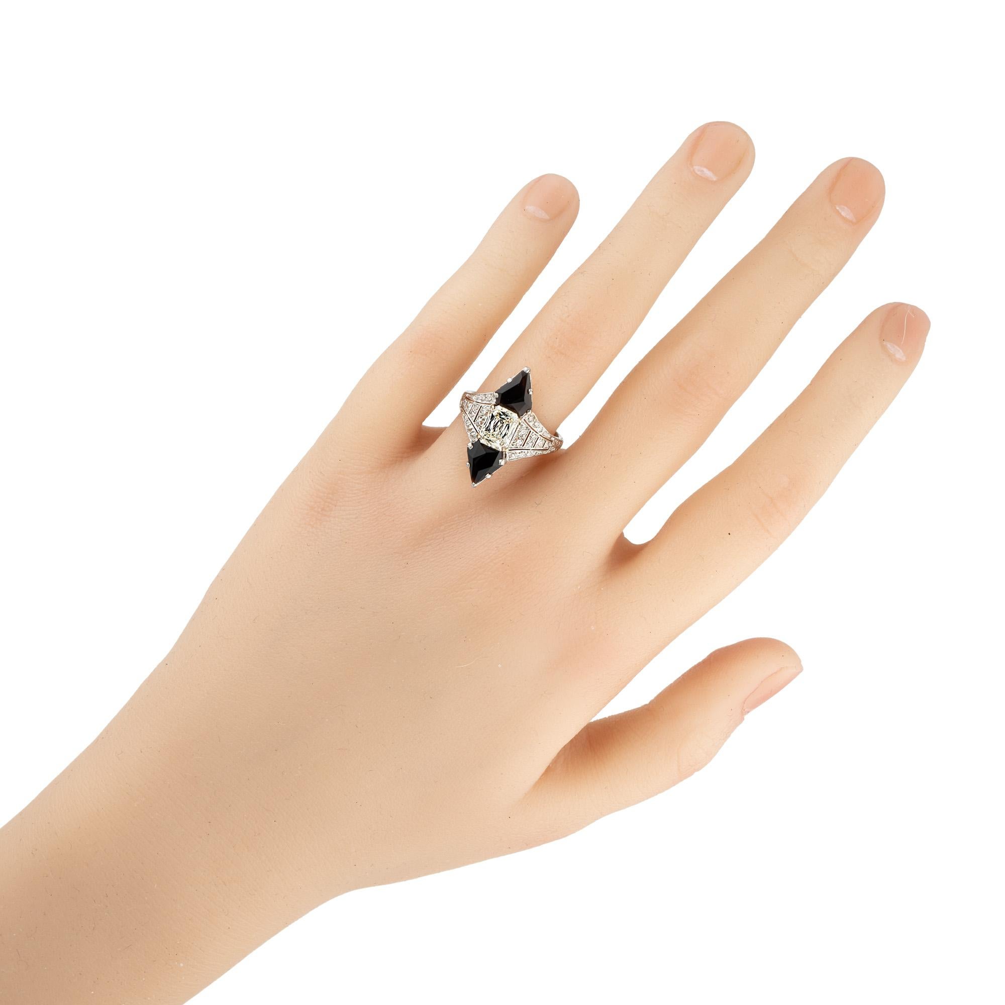 Black Starr & Frost EGL Certified 1.03 Carat Diamond Onyx Platinum Cocktail Ring 1