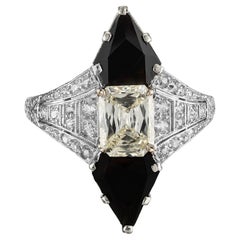 Bague cocktail Black Starr & Frost, certifiée EGL, avec diamants 1,03 carat et onyx