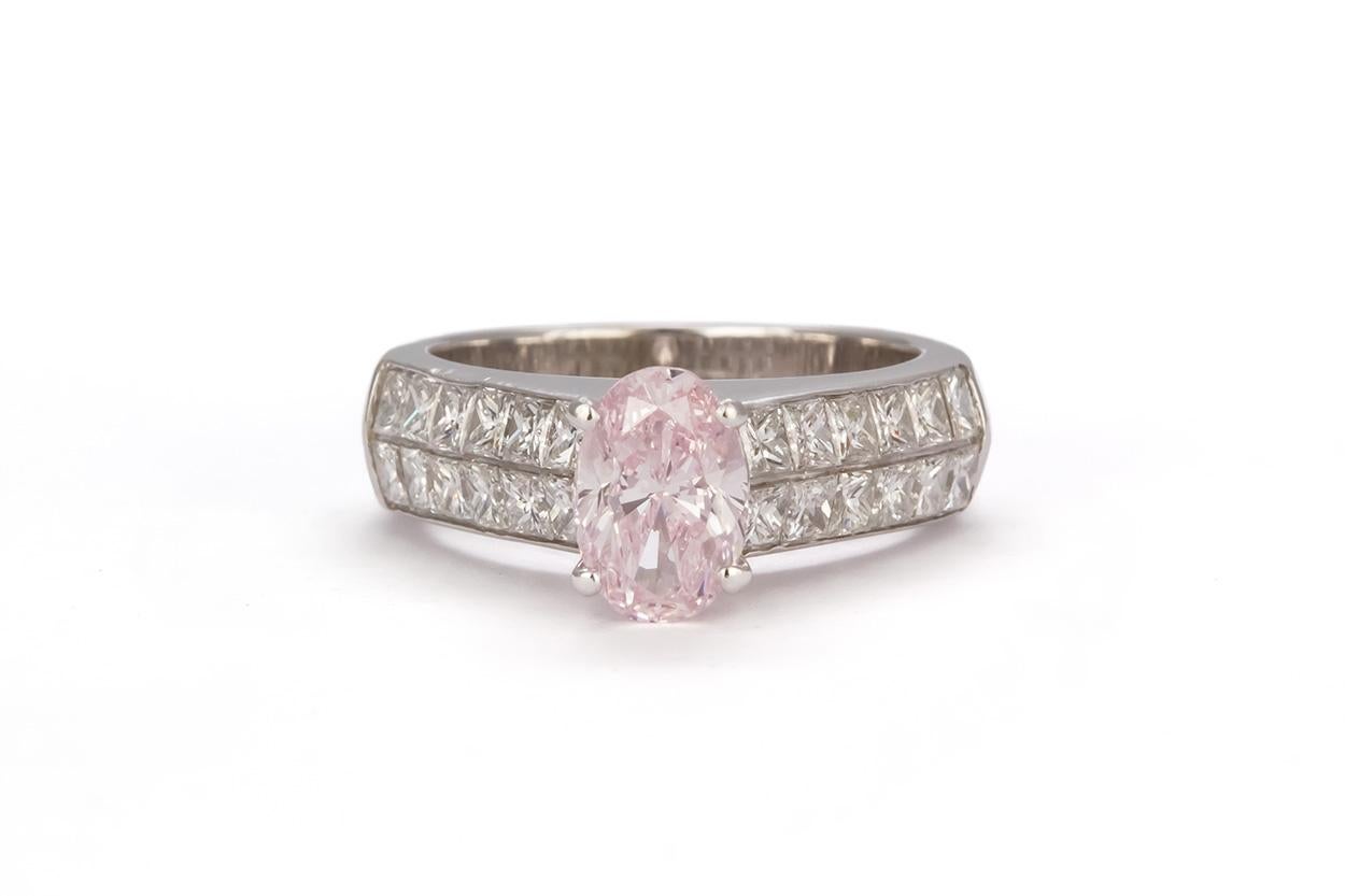 Modern Black, Starr & Frost GIA Certified Natural Fancy Pink Oval Diamond Ring 2.30ctw