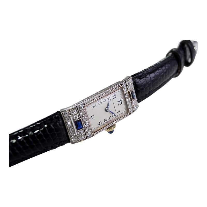 Black Starr & Frost Ladies White Gold Art Deco Dress Watch from 1920's 6