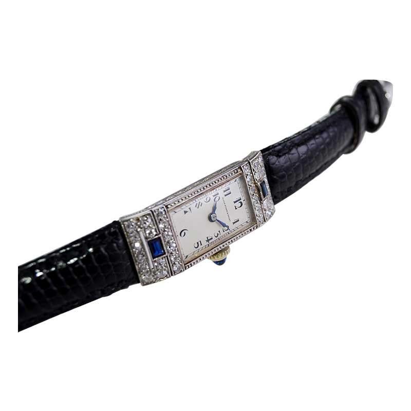 Black Starr & Frost Ladies White Gold Art Deco Dress Watch from 1920's 7