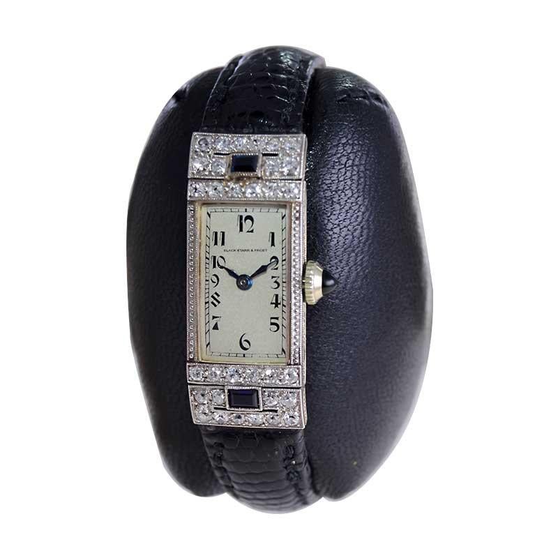 Black Starr & Frost Ladies White Gold Art Deco Dress Watch from 1920's In Excellent Condition In Long Beach, CA