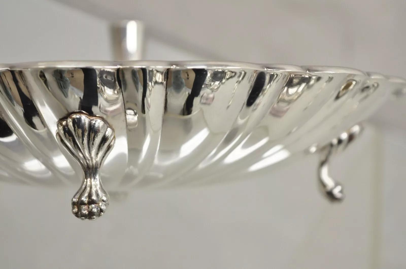 Black Starr & Frost Silver Plated Clam Shell Seafood Cocktail Serving Platter In Good Condition For Sale In Philadelphia, PA