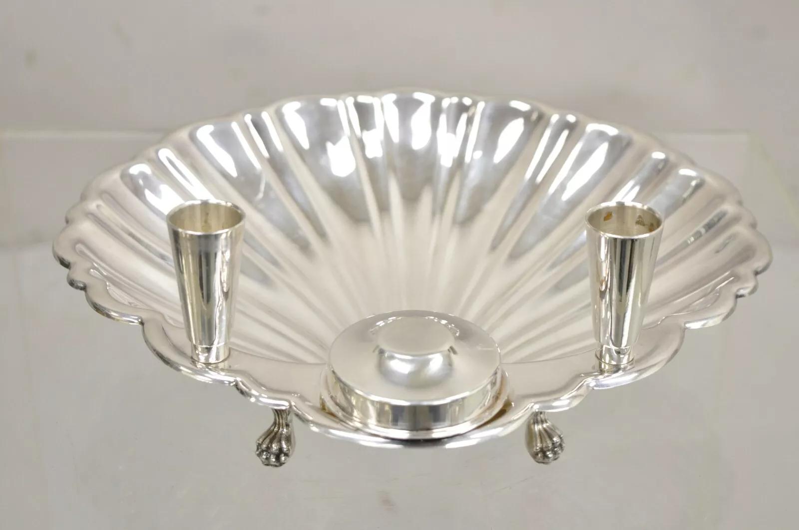 Black Starr & Frost Silver Plated Clam Shell Seafood Cocktail Serving Platter For Sale 1