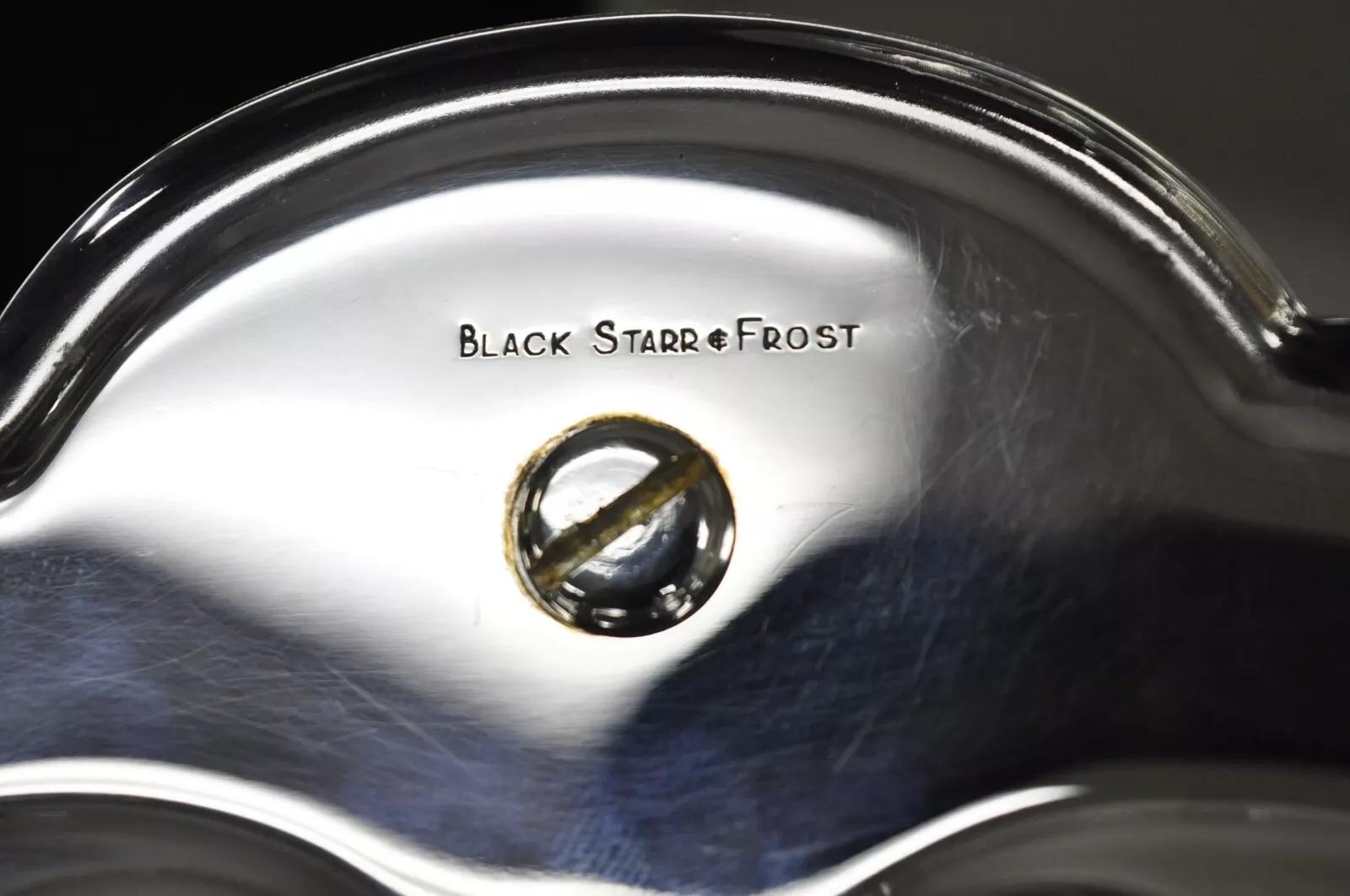 Black Starr & Frost Silver Plated Clam Shell Seafood Cocktail Serving Platter For Sale 2