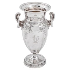 Schwarze Vase aus Sterlingsilber mit Stern- und Milchglasur, um 1900