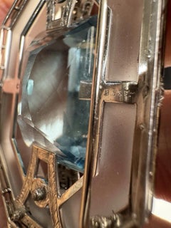 Black Starr & Frost Vintage Brooch set with Emerald Aquamarine Approx 48 carat