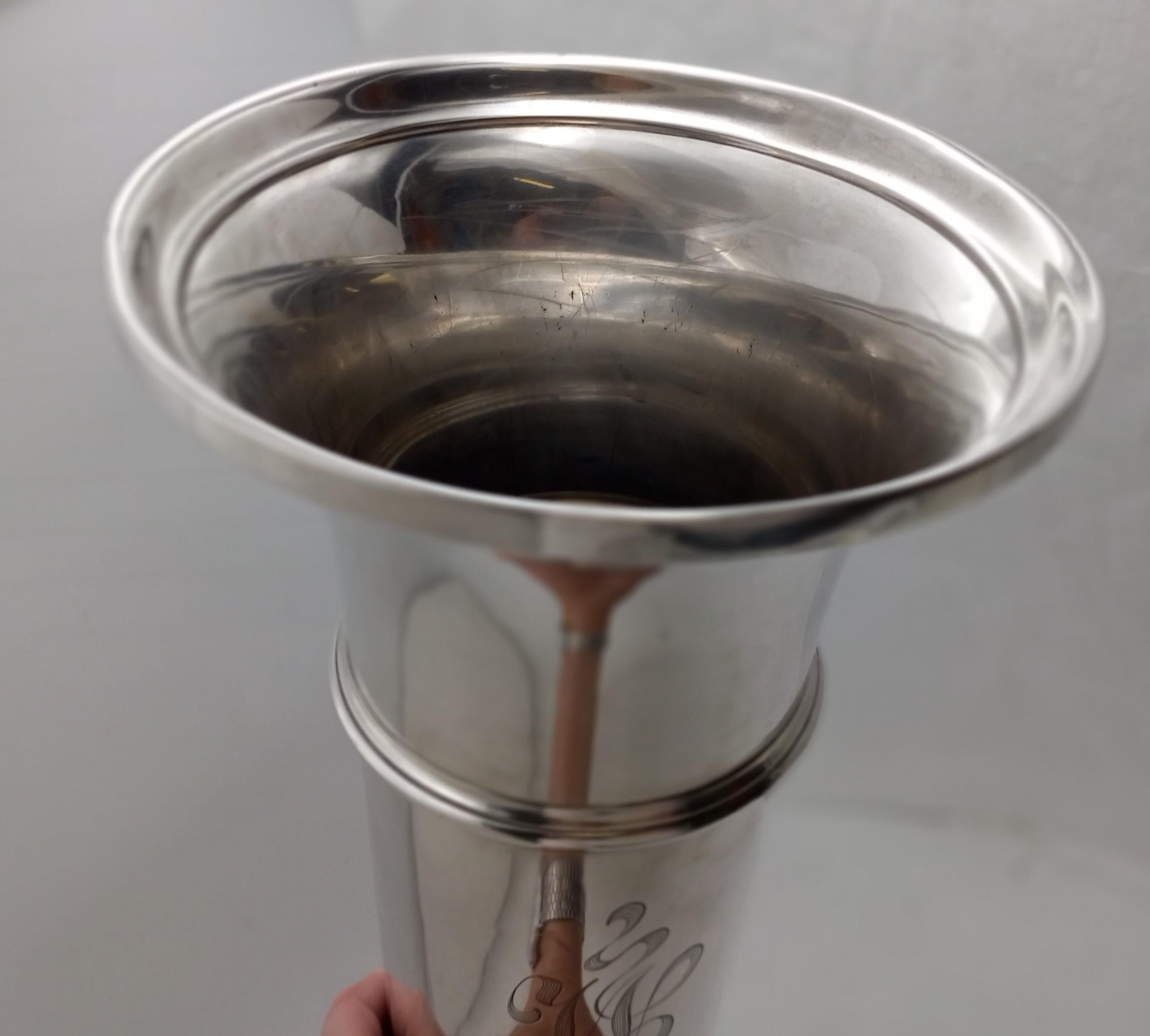 Black, Starr & Gorham Sterling Silver Trumpet Palace Size Vase in Art Deco Style In Good Condition For Sale In New York, NY