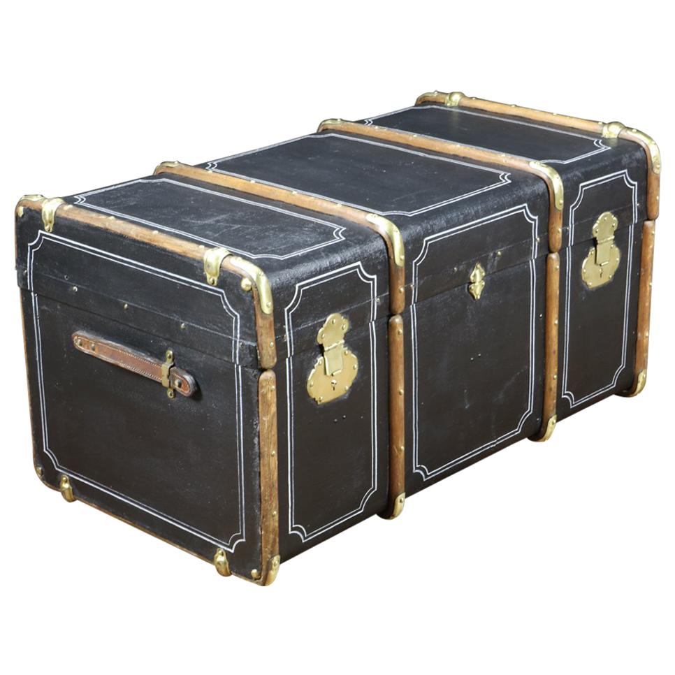 Black Steamer Trunk with White Border