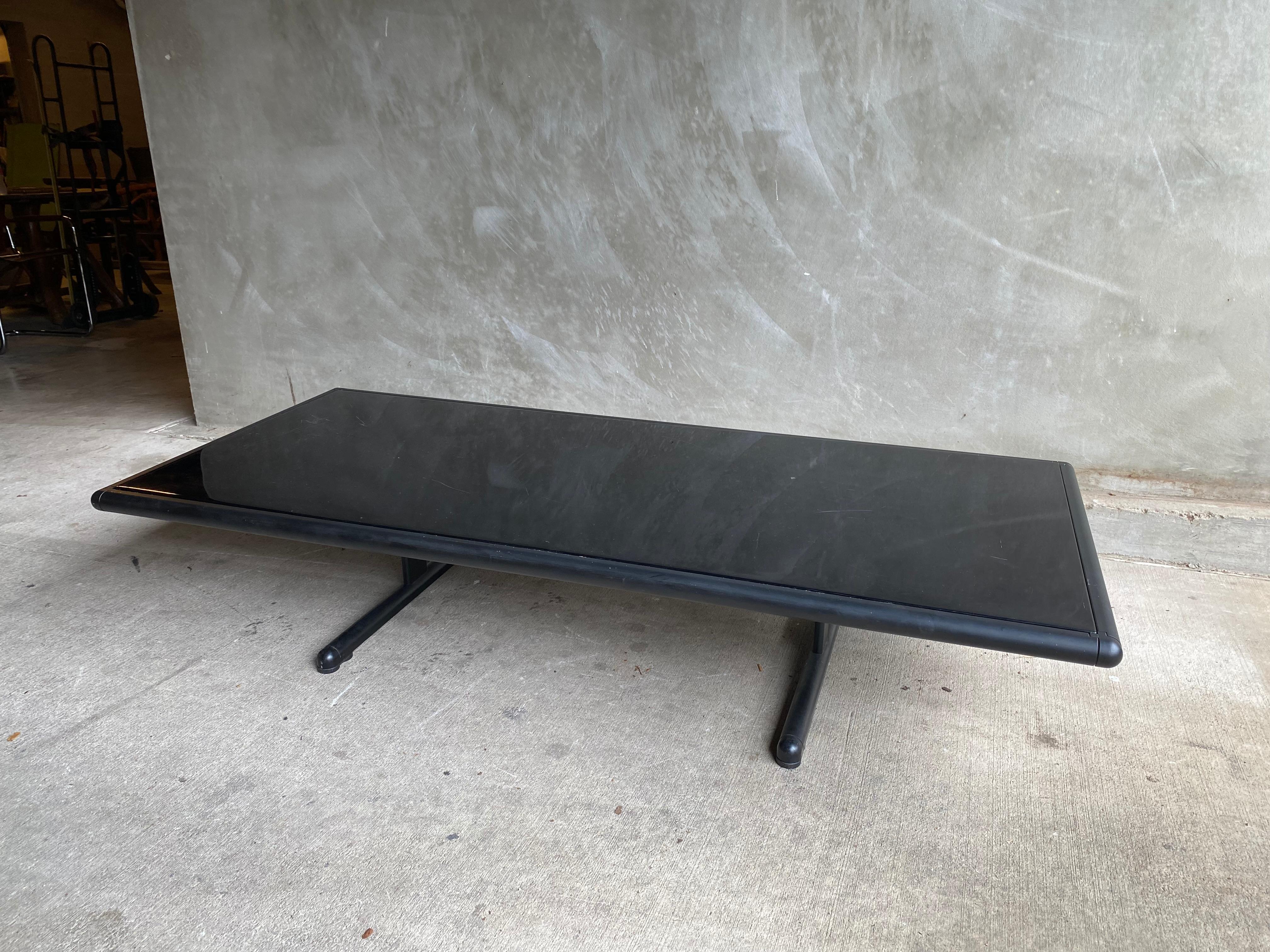 Post-Modern Black Steel and Stone Ouverture Cocktail Table by Cerri for Frau, Italy, 1980's