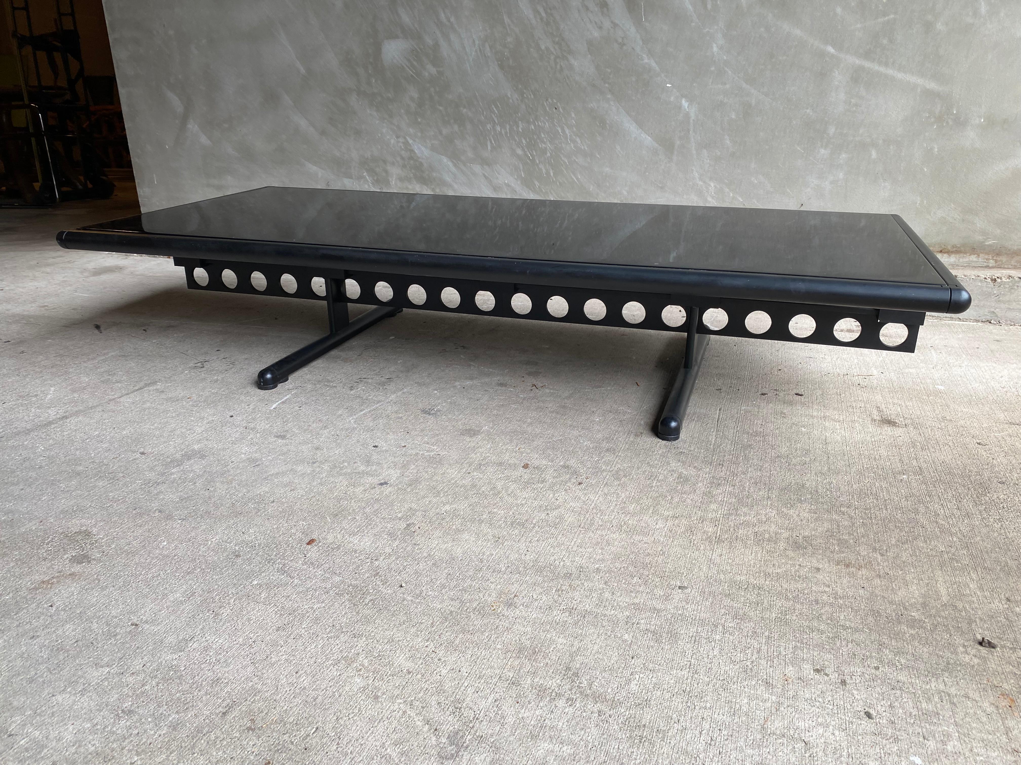 Italian Black Steel and Stone Ouverture Cocktail Table by Cerri for Frau, Italy, 1980's