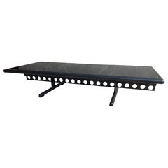 Black Steel and Stone Ouverture Cocktail Table by Cerri for Frau, Italy, 1980's