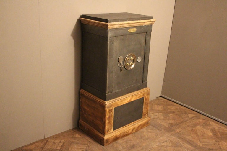 Black Steel And Wood French Antique Safe Black Drink Cabinet