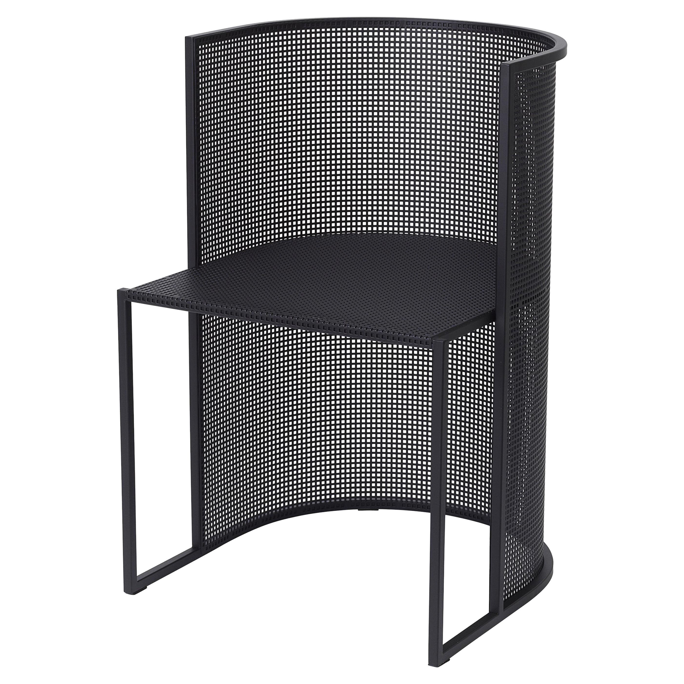 Chaise de salle à manger Bahaus en acier noir de Kristina Dam Studio