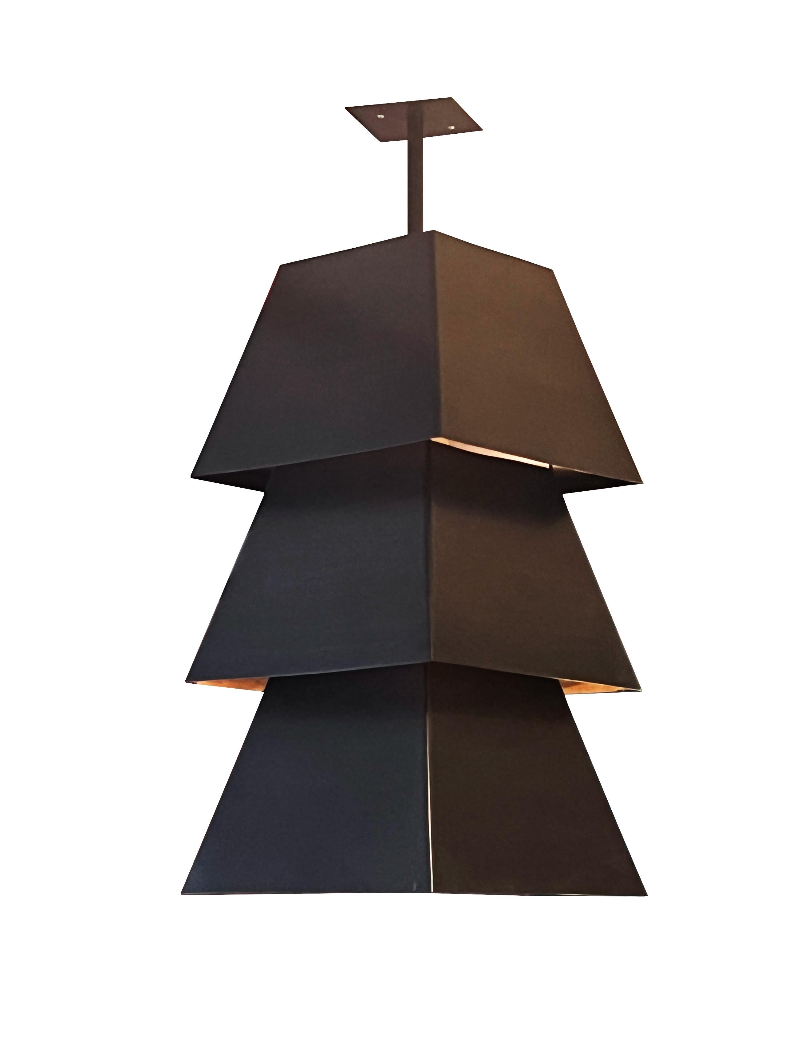 Black Steel Ceiling Fixture Design by Juan Montoya In Good Condition For Sale In New York, NY