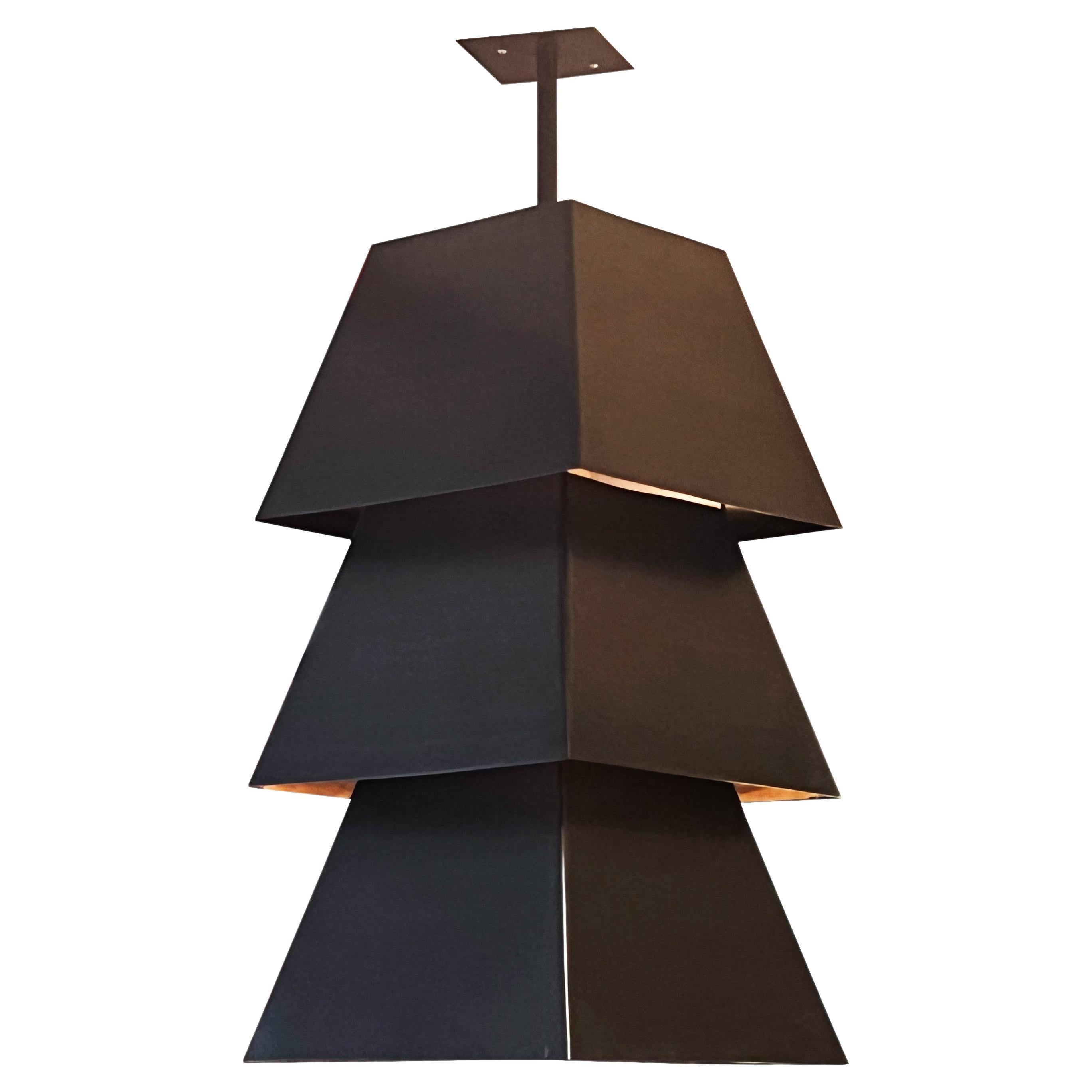 Deckenleuchte aus schwarzem Stahl, Design von Juan Montoya im Angebot