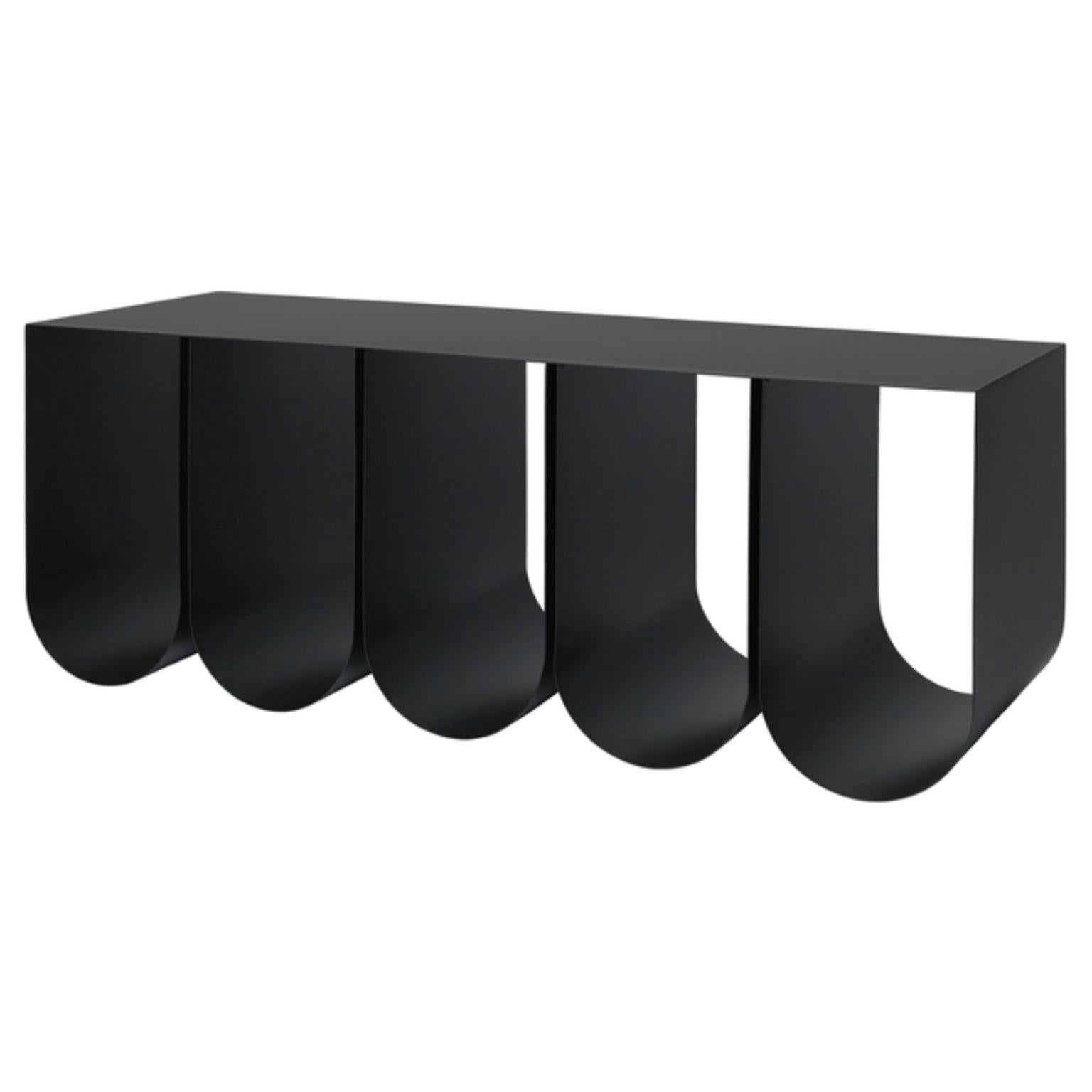Black steel curved bench by Kristina Dam Studio
Materials: Black powder-coated steel
Dimensions: D 40 x W 110 x H 42 cm
35 kg

Kristina Dam graduated from The Royal Danish School of Fine Arts, Architecture and Design in Copenhagen. In her