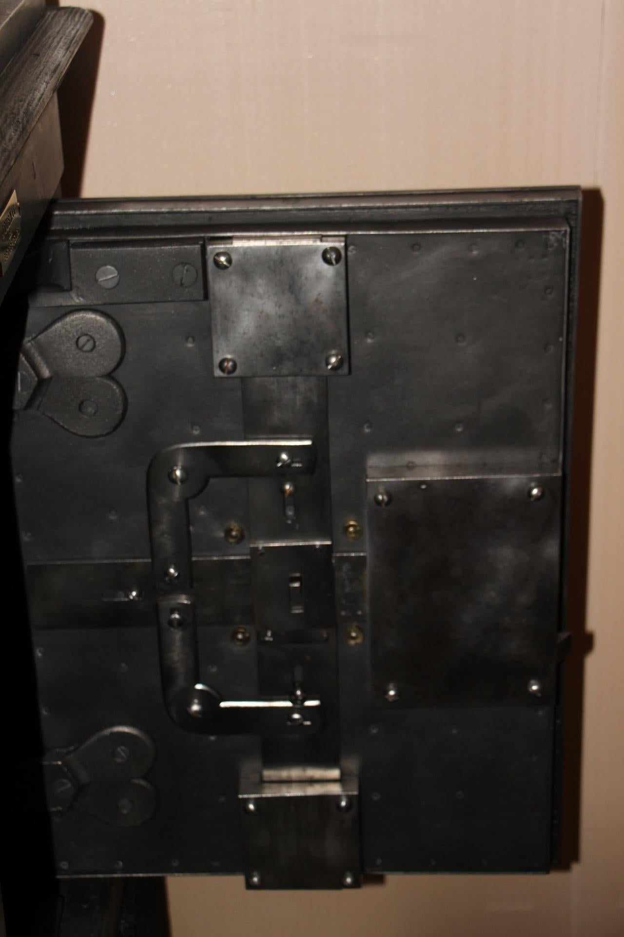 Black Steel, Iron and Wood Safe with All Keys and Working Combination 4
