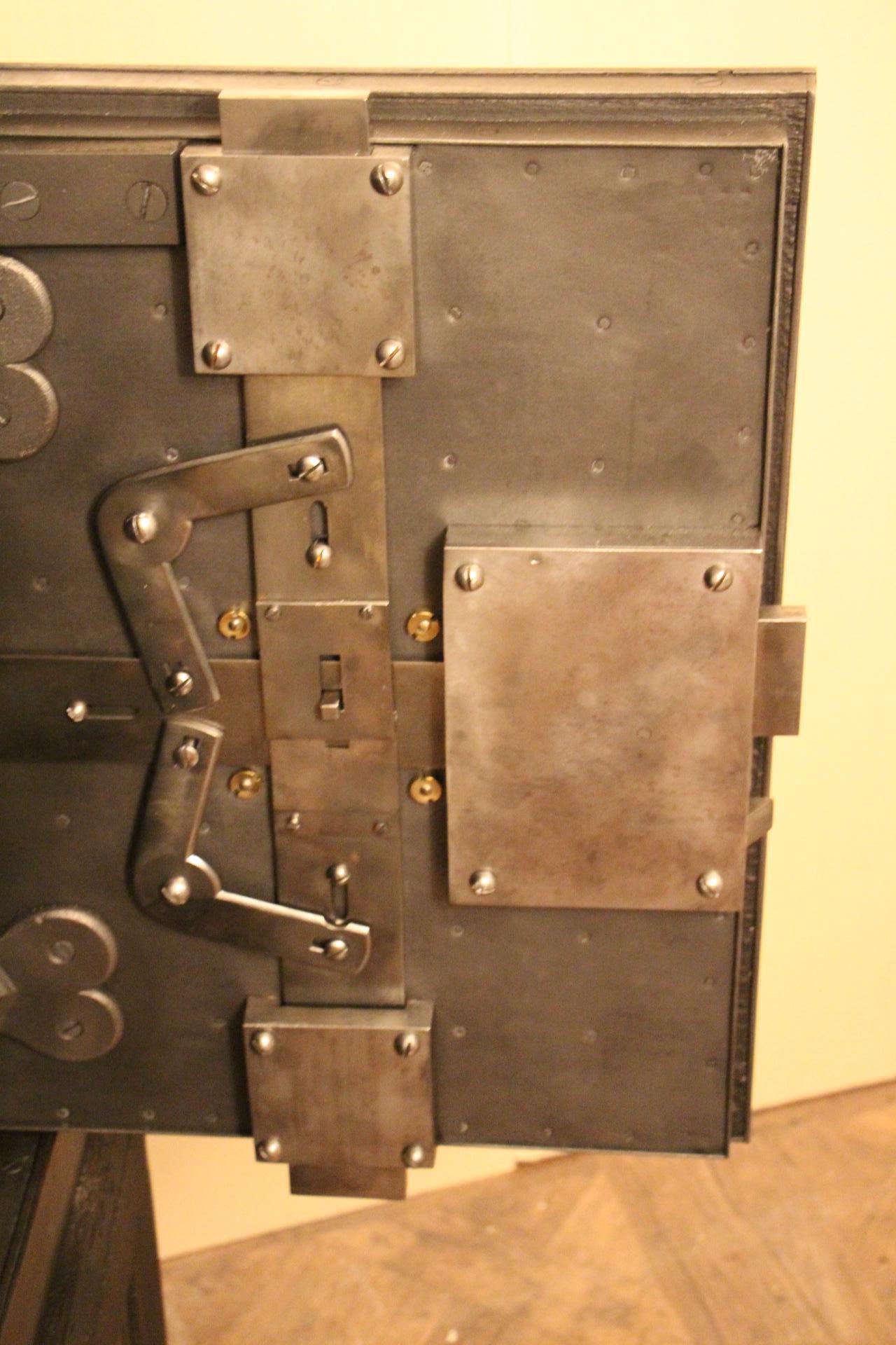 Black Steel, Iron and Wood Safe with All Keys and Working Combination 5