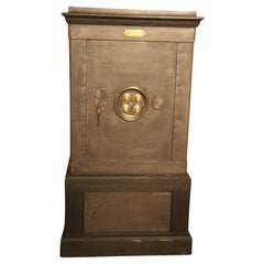 Antique Black Steel, Iron and Wood Safe with All Keys and Working Combination