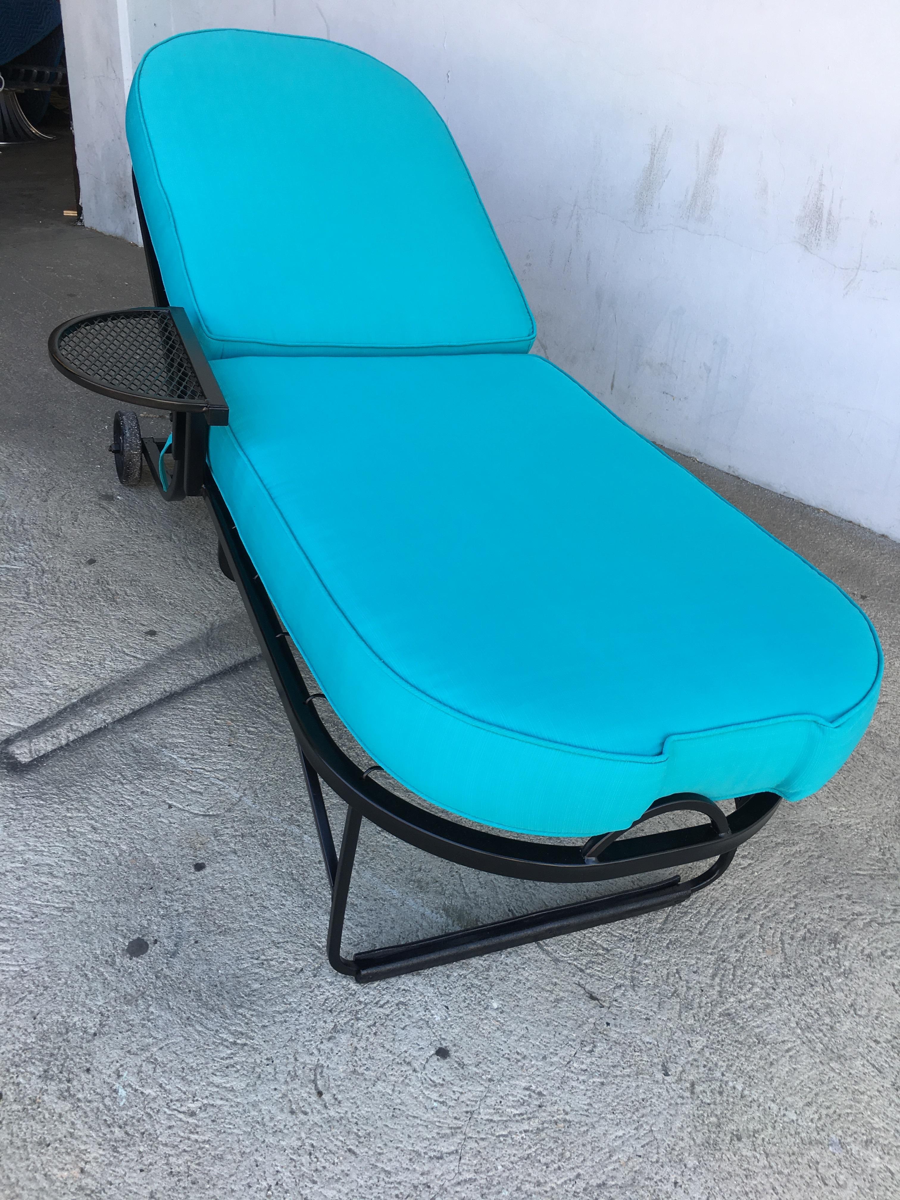 Mid-Century Modern Black Steel Spring Outdoor / Patio Chaise Lounge by Woodard, 3- available