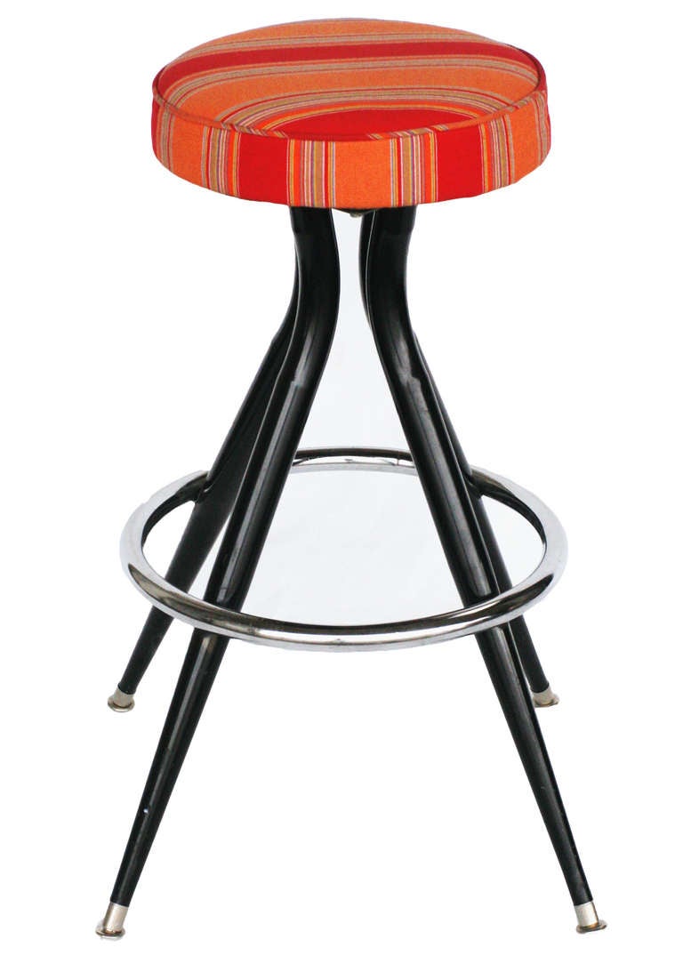 Black Steel Swivel Bar Stools, Set of Three at 1stDibs